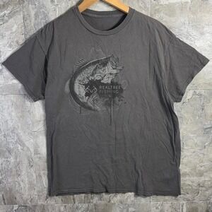 Real Tree Fishing T-shirt Men's Medium Gray black  #fishing